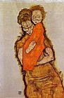Egon Schiele Famous Paintings - Mother and Child